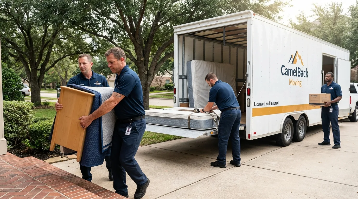 Crew loading residential truck for cross-state move from Nanticoke, PA