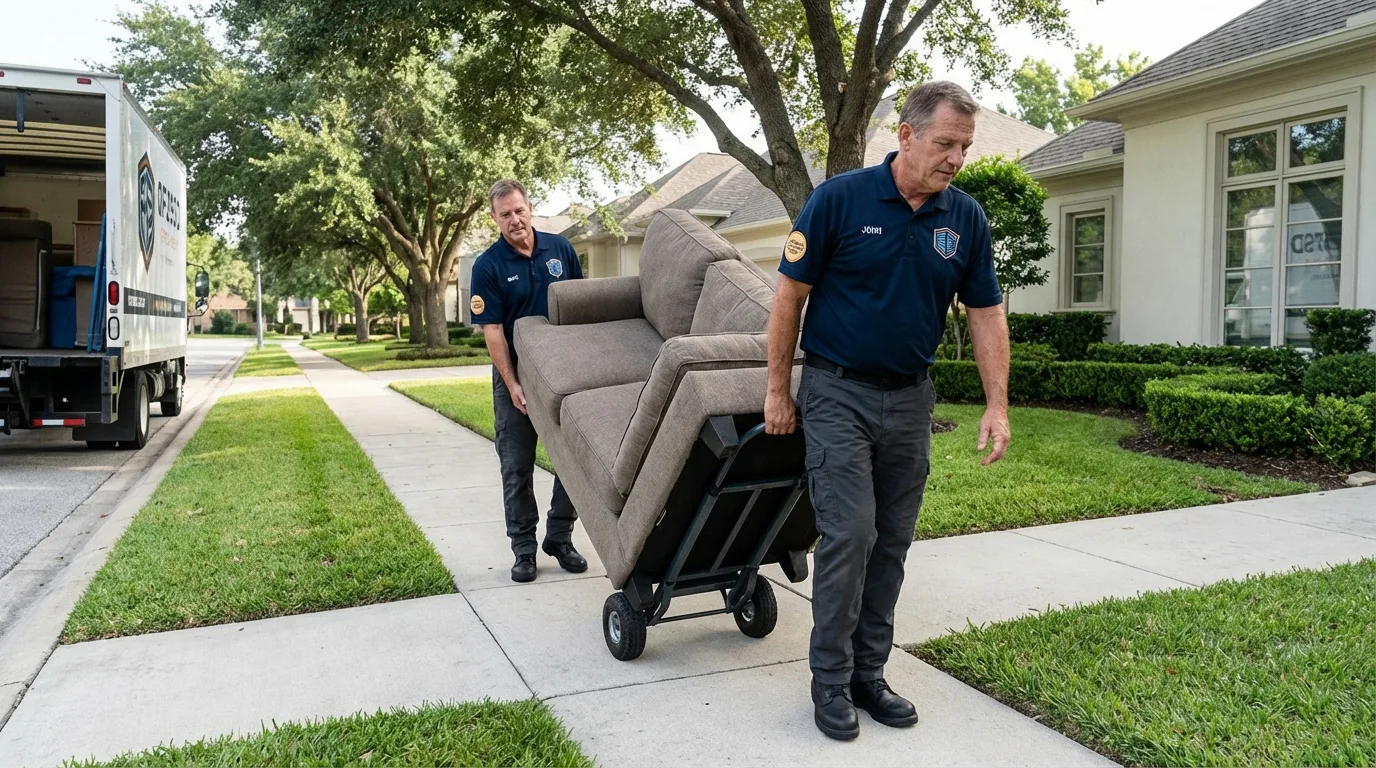 Local residential moving crew loading furniture in Nanticoke, PA